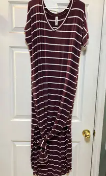 Zenana Outfitters Purple Striped Maxi Dress