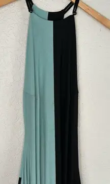 Butter by Nadia Tarr Designer Maxi Dress Rare Aqua Blue Black Dramatic Couture
