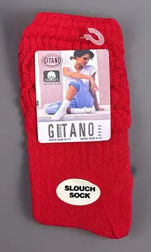 Vintage Gitano Slouch Socks Red Scrunch Slouchy Sock Size 9-11 USA Made 1995