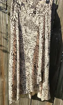Japna Animal Print Wrap Stretch Midi Skirt SIZE Large