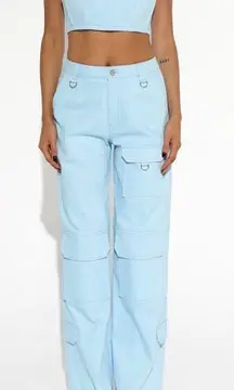 By.DYLN Baby Blue Set- Crop Top And Cargo Pants