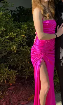 Hot Pink Long Prom Formal Dress