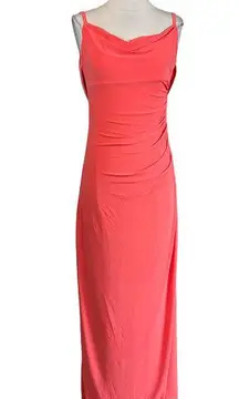 AQUA  Women's Formal Dress Size XL Coral Orange Backless Sleeveless Long Gown