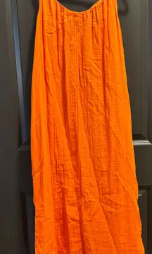 Old Navy Orange Gauze Tie Midi Dress
