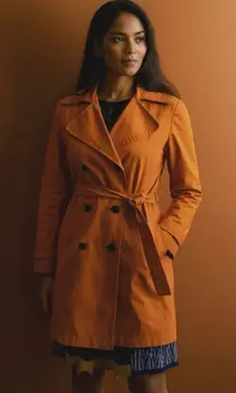 Via Spiga Women's Vibrant Orange Trench Coat - Size: Extra Small