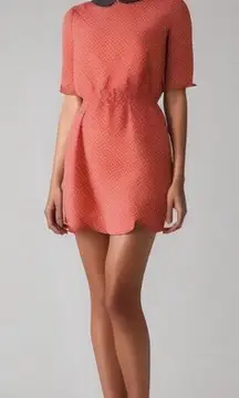 XXI Red Mini Dress Peter Pan Collar Short‎ Sleeve Fit Flare Party 6 Horse Print