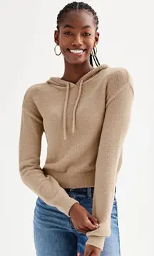 SO Juniors Hoodie XS Beige Eyelash Plush Yard Loungewear Crop Khaki Womens NWT