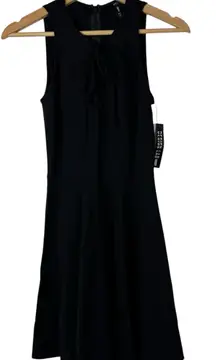 Lord & Taylor Design Lab Black Lace Up Bust Fit & Flare Mini Dress XS