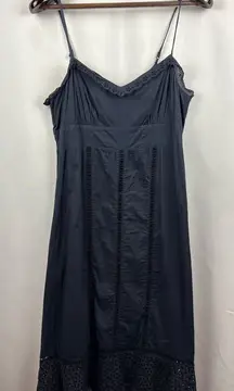 Women’s Vintage To The Max Size 8 Dark Grey Tank Sundress with Stitched Flower D