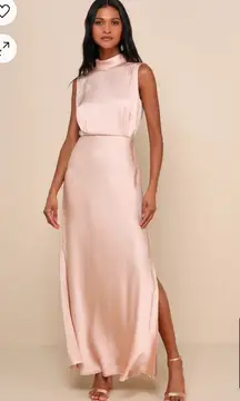 Blush Pink Satin Maxi Dress
