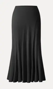 New OGLCotton Linen Wrinkle-resistant Cotton-linen Pull-on Midi Skirt Black