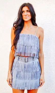 Blue fringe Two Piece Set