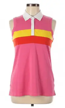 Lauren Ralph Lauren Shirt Womens Medium Pink Yellow Casual Tennis Preppy Vintage