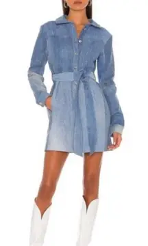NWT EB Denim Trench Button-Down Patchwork‎ Dress Size S