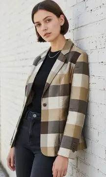 Ashley Stewart Blazer silk Women 16 W Brown Autumn