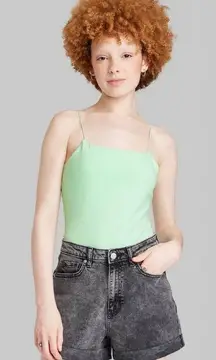 NWT Womens Wild Fable Mint Green Sleeveless Bodysuit w Light Shelf Coverage - L