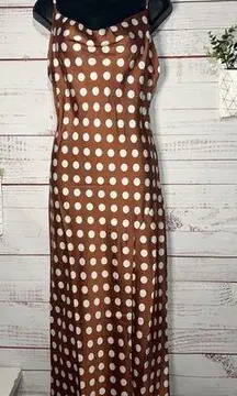 Paper Hearts Copper & White Polka Dot Maxi Slip Dress