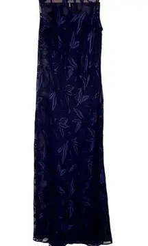 Vintage 90s Formal Gown Blue Purple Shelli Segal Velvet Accents Size 2 Prom