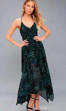 Lulu's black and teal patterned midi dress