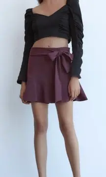 Zara Purple Bermuda Skort Tie Belt Flare Belted Mini Skirt with Shorts Size M