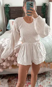 Cream Open Back Longsleeve Romper 