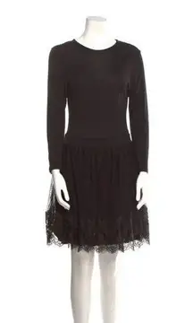 Red Valentino Knit Long Sleeve Tulle Skirt Dress