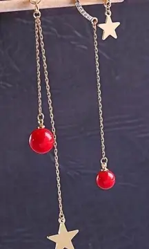 Crystal Heart Star Tassels Stud Drop Dangle Earring 