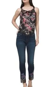 NWT White House Black Market Embroidered-Hem Straight Crop Jeans Size 6 Petite