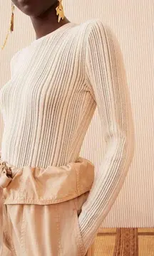 Ulla Johnson Lyana Pullover Cream Ivory Textured Rib Knit Sweater Top Size Small