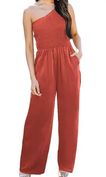 Amazon Rust One Shoulder Jumpsuit