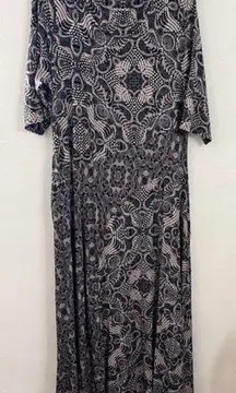 tan blue geometric print jersey Juliette maxi dress Size 1X