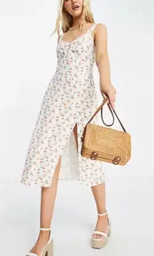 Abercrombie & Fitch Cinch Front Peaches Midi Dress Babydoll Smock Summer Size L