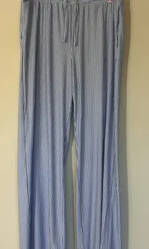 Primark Blue/White Stripe Casual Wide Leg Lounge Travel Resort Pants Womens Med