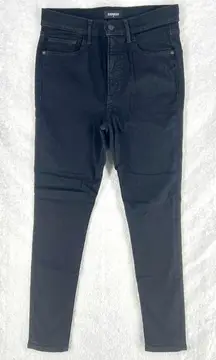 Express Skinny High Rise Hyper Stretch Jeans Womens 6R Black Dark Wash Denim