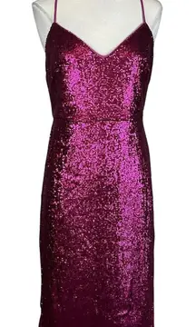 Donna Karan Sequined Sleeveless Midi Sheath Colorful Pink Size 8 Sleeveless
