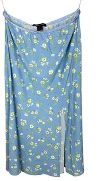 French Connection Blue Micro Floral High Slit Midi Skirt Size Large