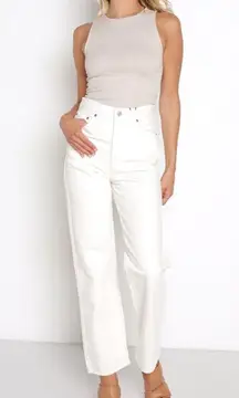 Levi’s Chasing Rainbows Embroidered Ribcage Straight Jean White Size 26