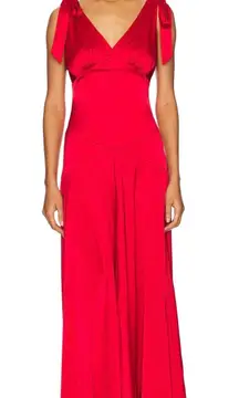 Line & Dot Harles Satin Maxi Dress – Red – Size Small New