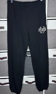 PINK Victorias Secret Black Embroidered Sweat Suit Set Size S/M