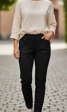 Jones New York Stretch Signature 6P Black Straight Leg Women's Jeans