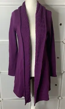 Leo & Nicole Purple Open Front Knit Cardigan Size Small