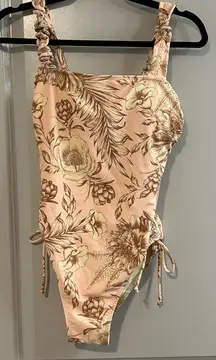 Agua Bendita Yellow and Brown Floral Swimsuit