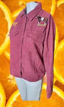 Northern Reflections Women's Maroon‎ Horse Embroidered Button Up Shirt Size M