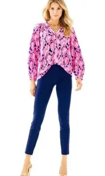 Lily Pulitzer Alessia Stretch Dinner Pants Navy Blue NWT