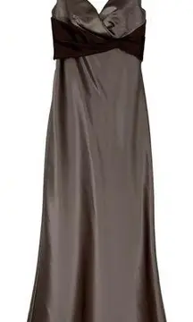 Waters & Waters Brown Stone Satin Sleeveless Double V Prom Formal Gown Size 6