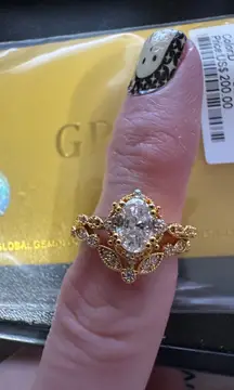 Elegant Gold and Silver moissanite Ring set size 6