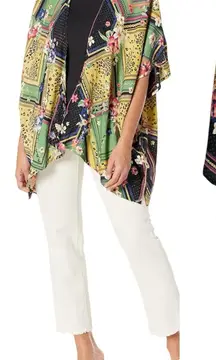 Angie Top M Oversized Kimono Cover Up Boho Peasant Gypsy Animal Print Duster‎