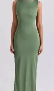 HOUSE OF CB 'Filomena' Olive Boat Neck‎ Maxi Dress NWOT size L
