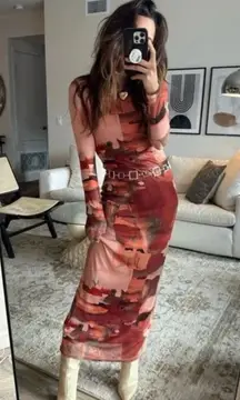 Abstract print midi dress 