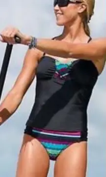 Athleta‎ Black Samba tankini swim top 34 D/DD